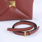 Valentino Garavani One Studs Leather 2Way Shoulder Bag in Chestnut