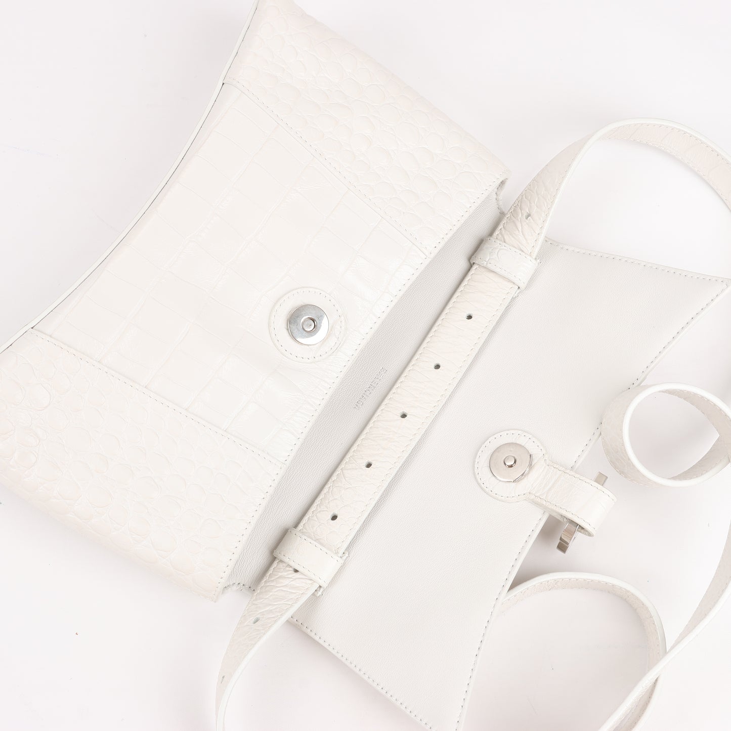 Balenciaga Hourglass Mock Croc Shoulder bag in White 671355