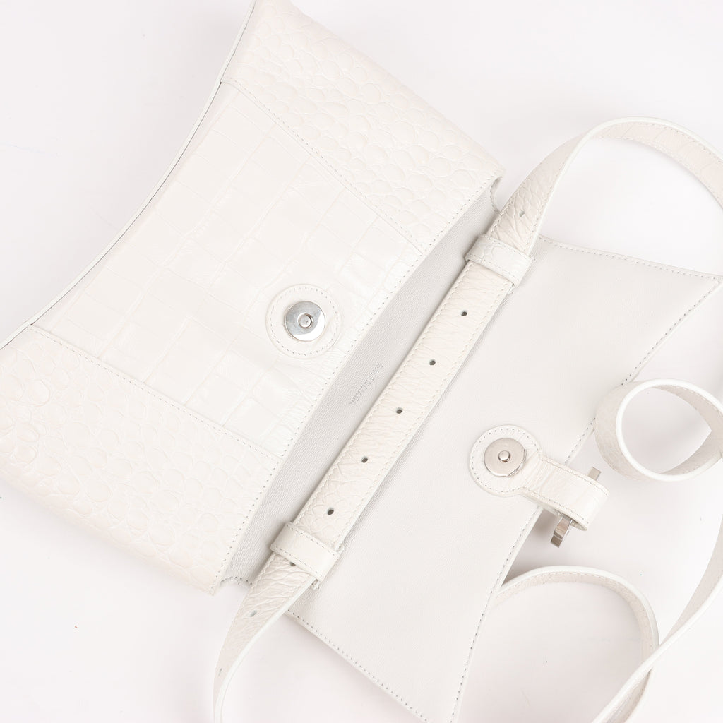Balenciaga Hourglass Mock Croc Shoulder bag in White 671355