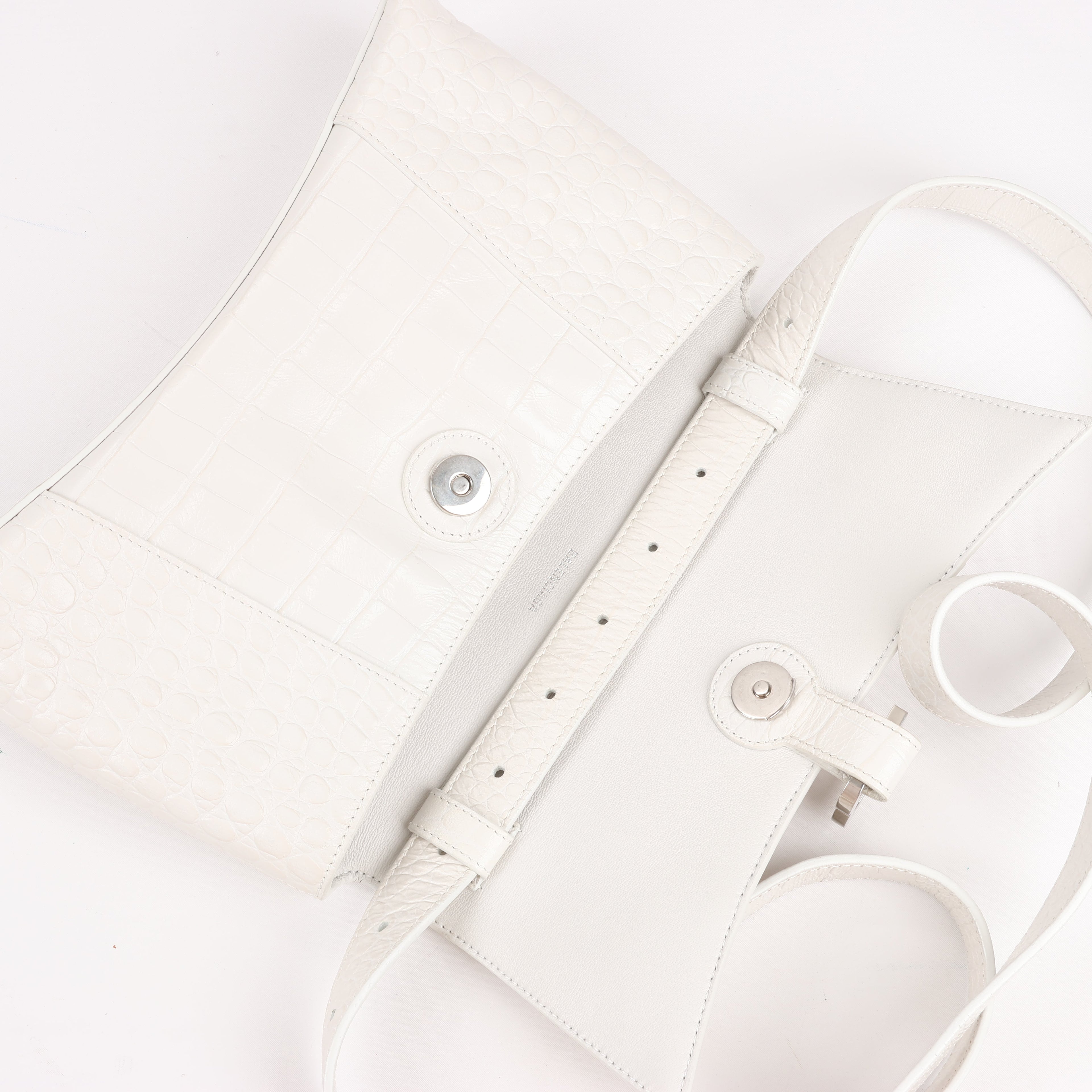 Balenciaga Hourglass Mock Croc Shoulder bag in White 671355