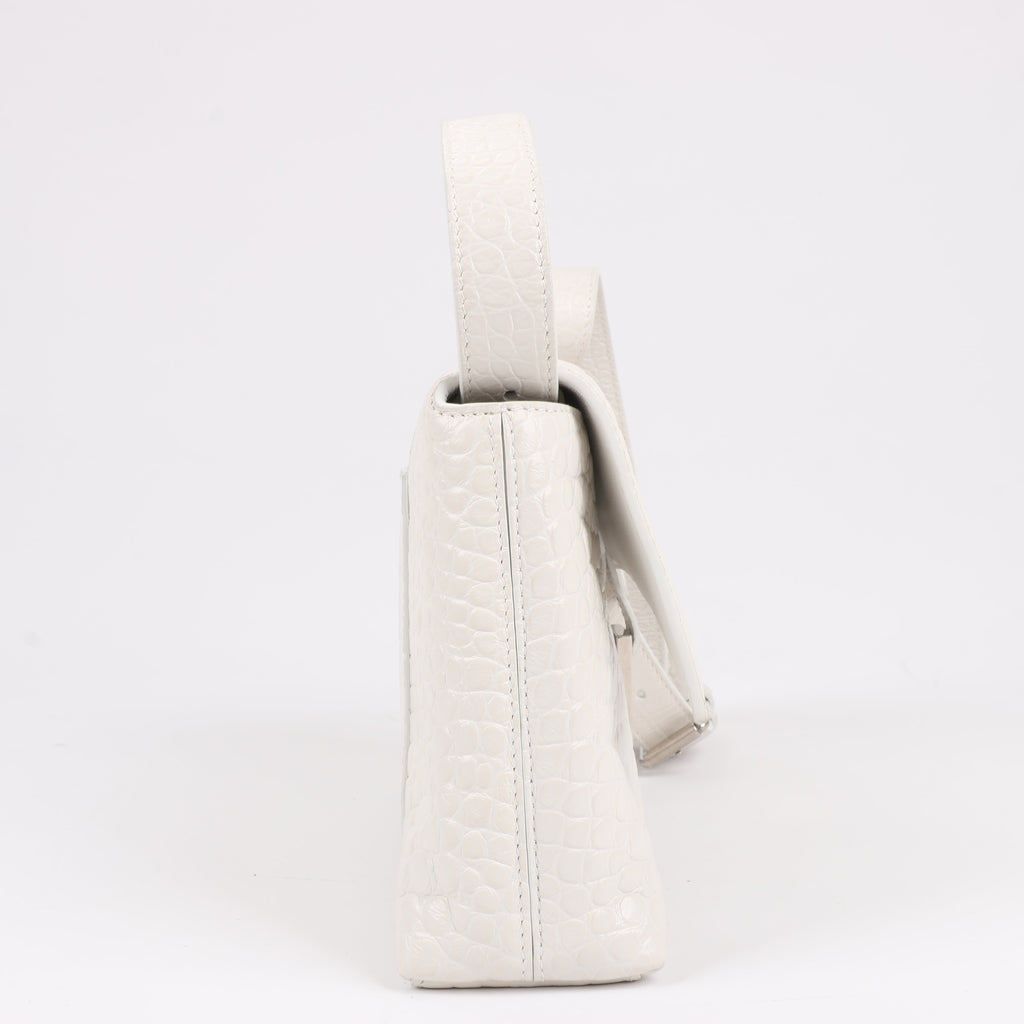 Balenciaga Hourglass Mock Croc Shoulder bag in White 671355