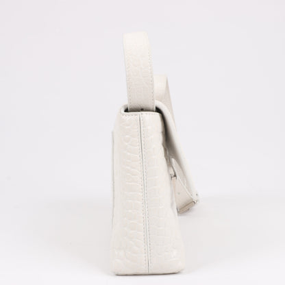 Balenciaga Hourglass Mock Croc Shoulder bag in White 671355