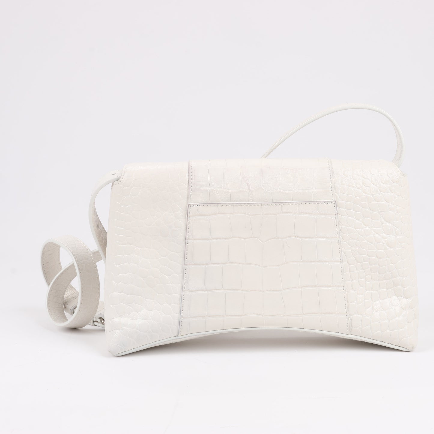 Balenciaga Hourglass Mock Croc Shoulder bag in White 671355