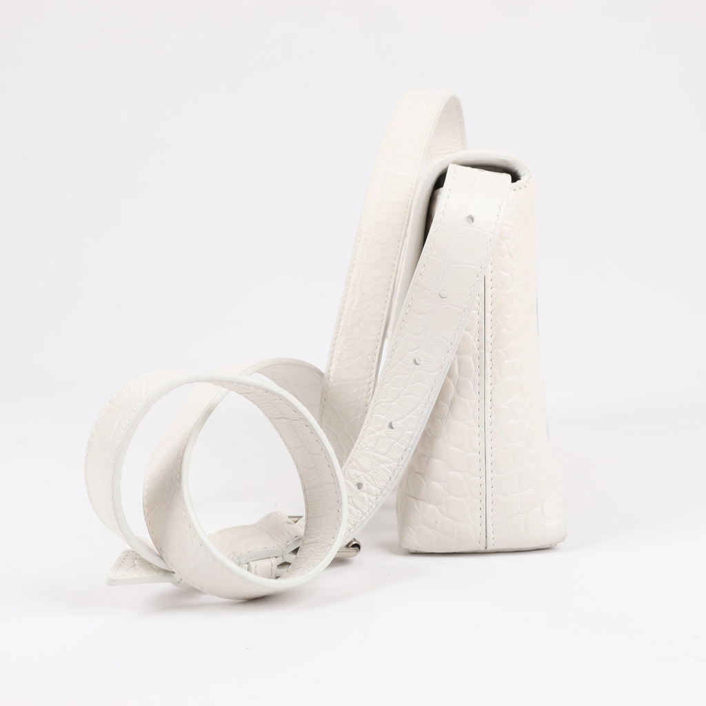 Balenciaga Hourglass Mock Croc Shoulder bag in White 671355