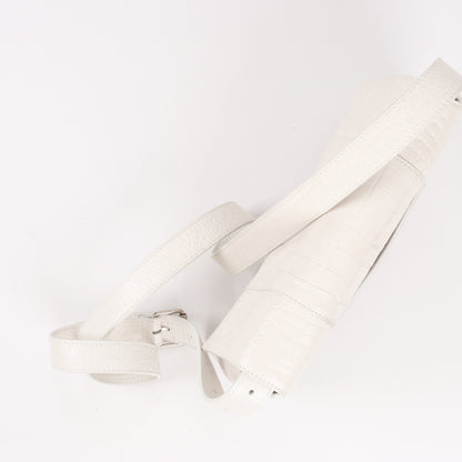 Balenciaga Hourglass Schultertasche in Krokodiloptik in Weiß 671355