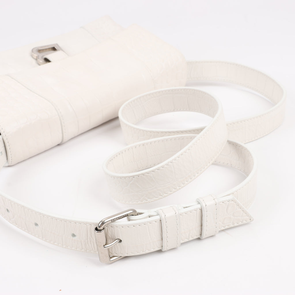 Balenciaga Hourglass Mock Croc Shoulder bag in White 671355