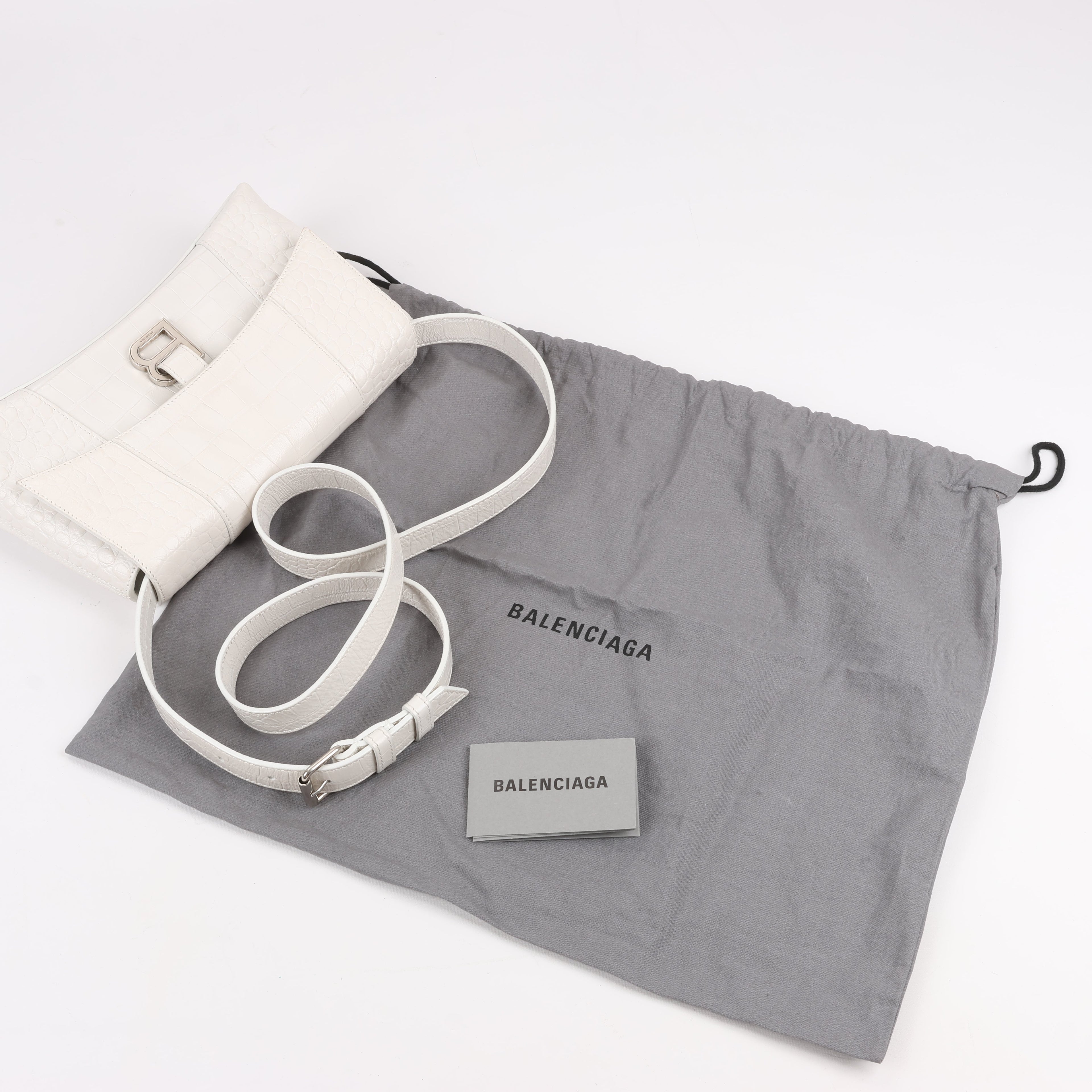 Balenciaga Hourglass Mock Croc Shoulder bag in White 671355