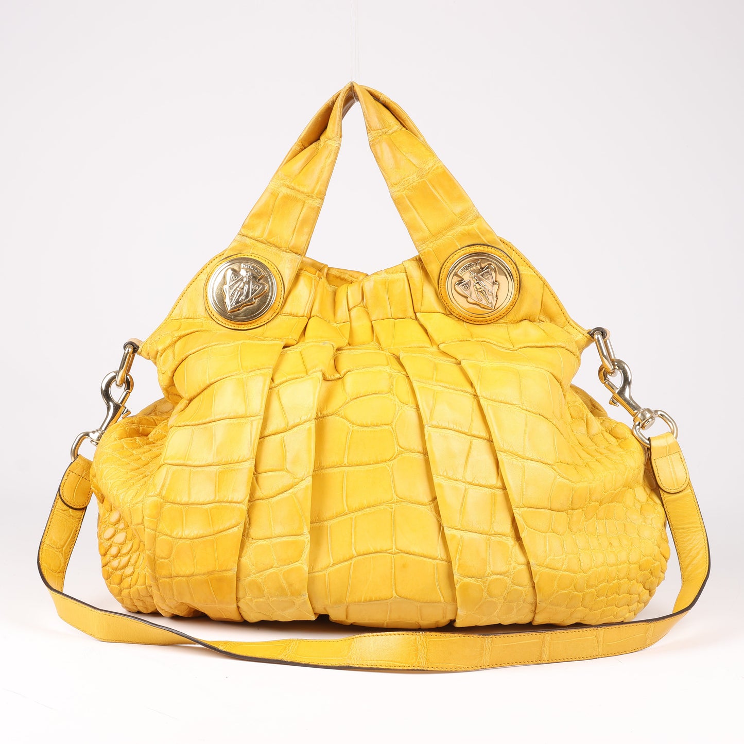 Gucci Exotic leathers - Alligator Hysteria Top 2way Handbag in Yellow