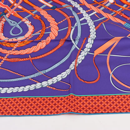 Hermès Carré 90 Fouets et Badines" 100% Silk Scarf in Purple