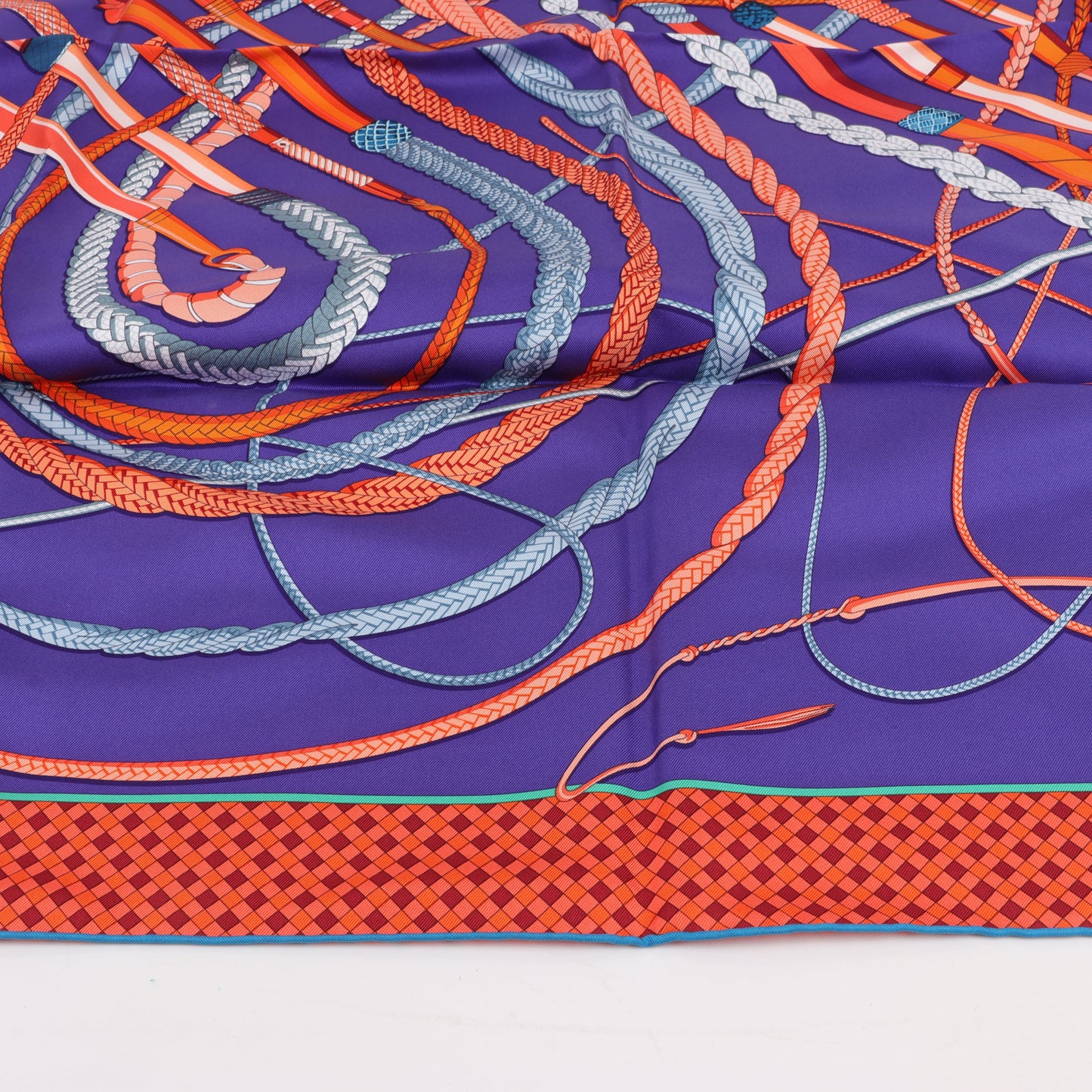 Hermès Carré 90 Fouets et Badines" 100% Silk Scarf in Purple