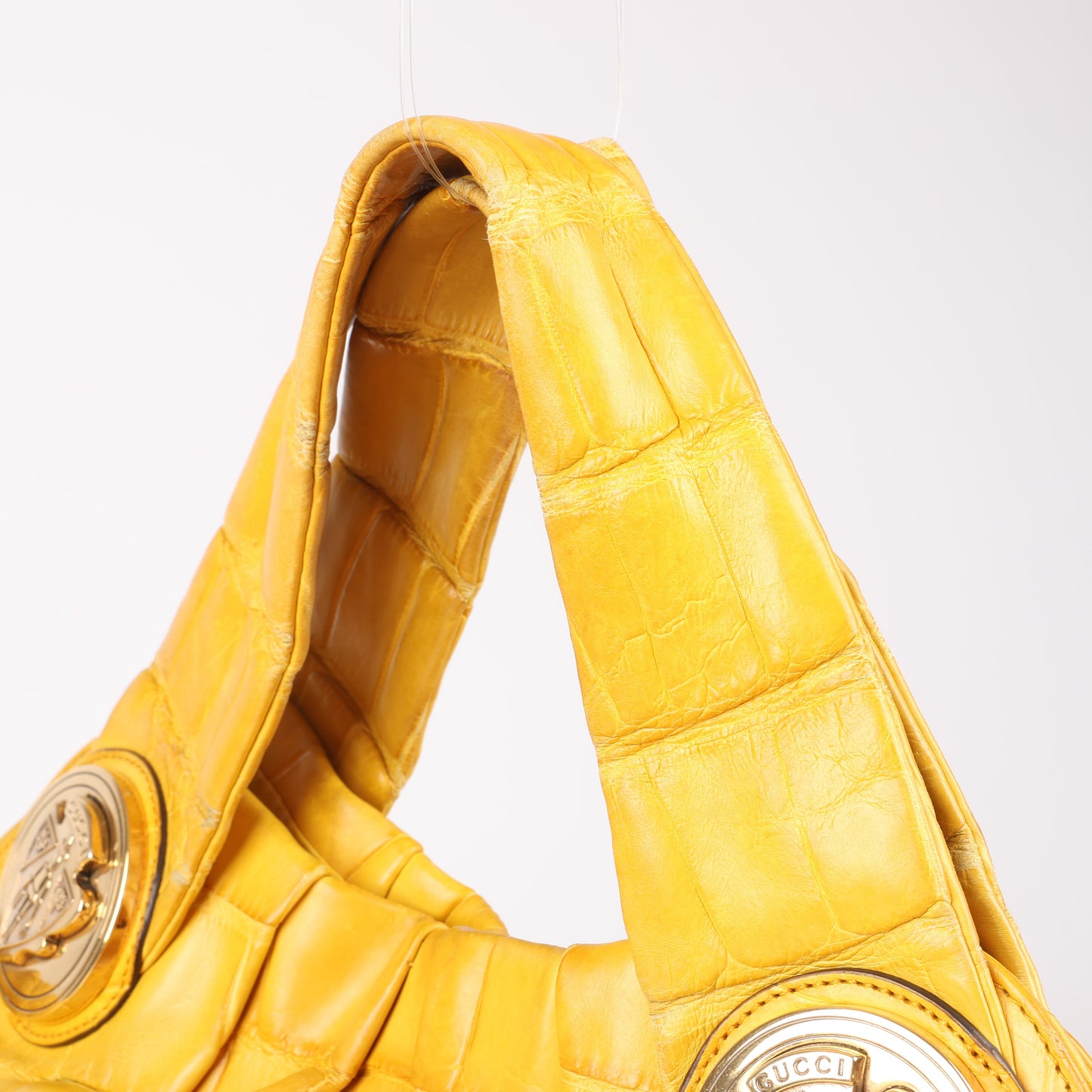 Gucci Exotic leathers - Alligator Hysteria Top 2way Handbag in Yellow