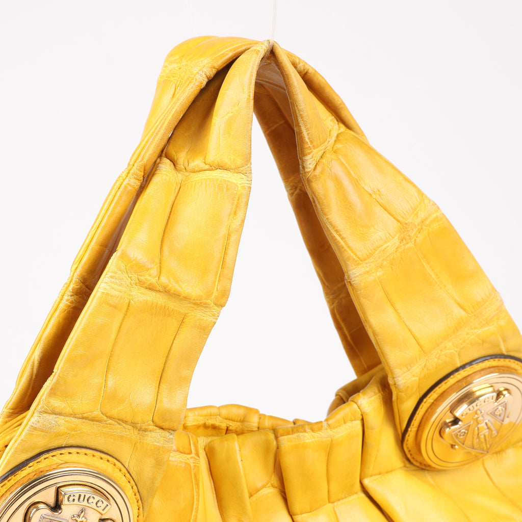 Gucci Exotic leathers - Alligator Hysteria Top 2way Handbag in Yellow