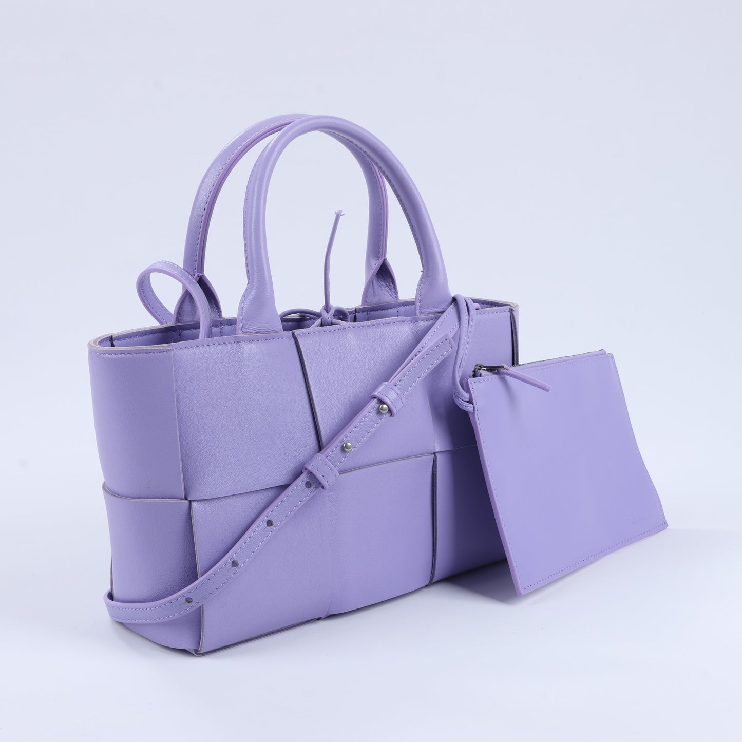 Bottega Veneta Nappa Maxi Intrecciato Small Arco 2Way Handbag in Purple