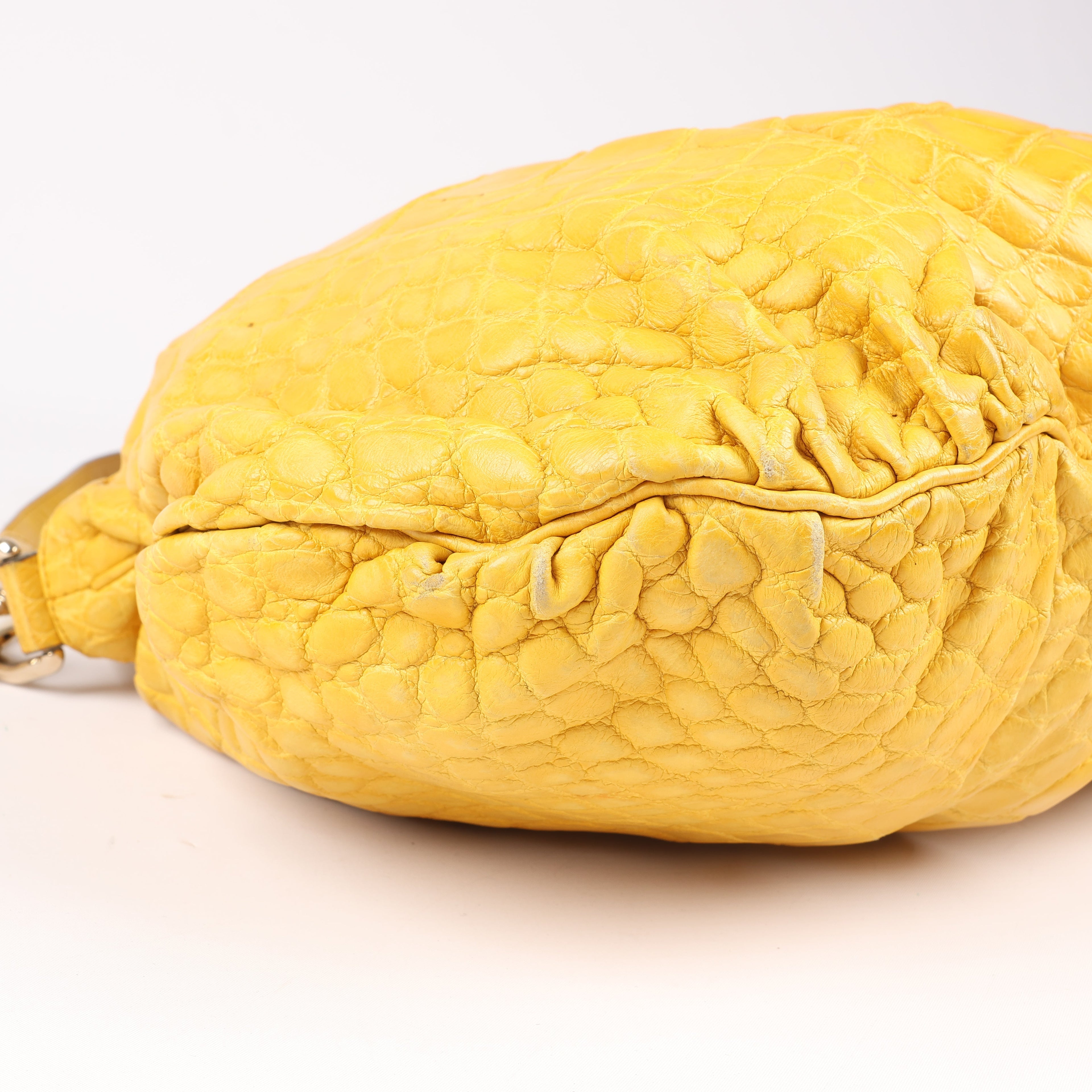 Gucci Exotic leathers - Alligator Hysteria Top 2way Handbag in Yellow