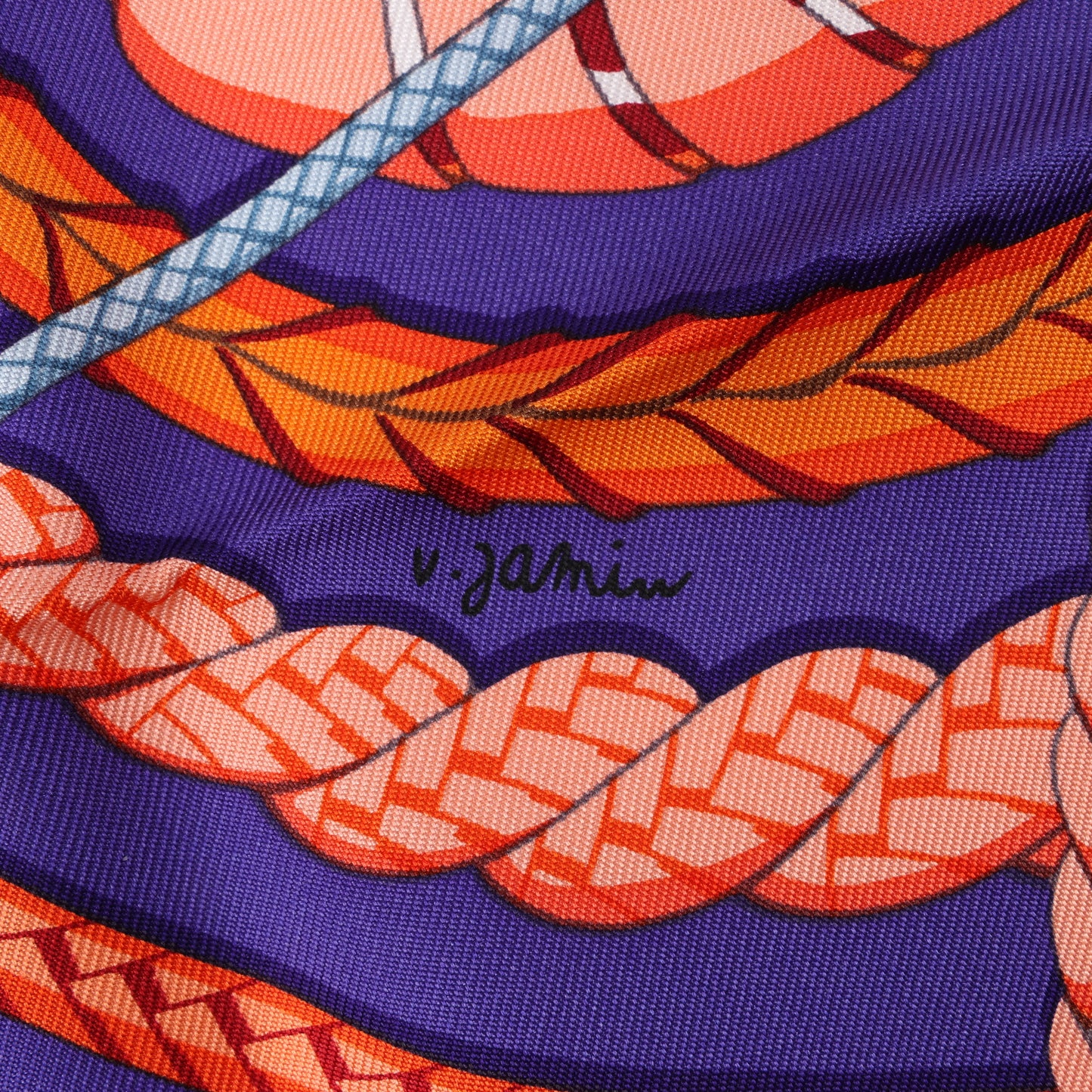 Hermès Carré 90 Fouets et Badines" 100% Silk Scarf in Purple