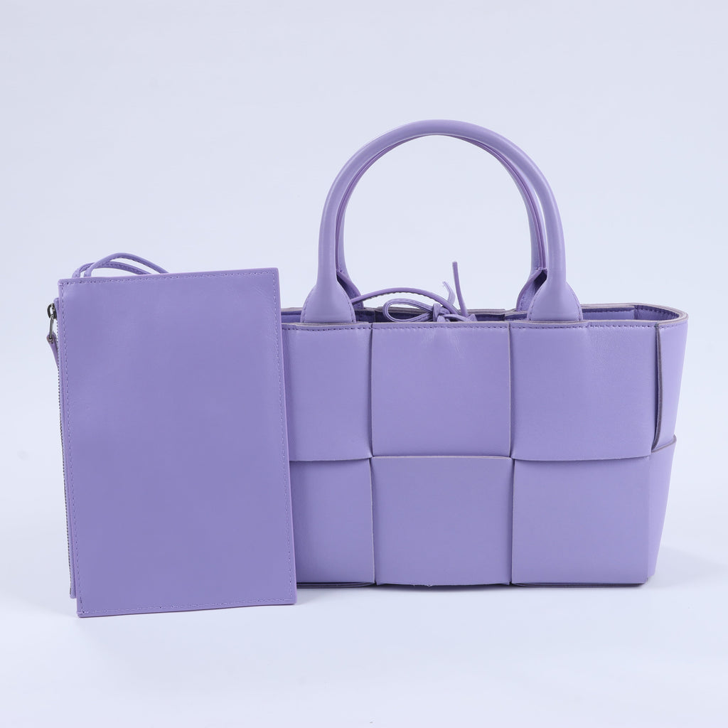 Bottega Veneta Nappa Maxi Intrecciato Small Arco 2Way Handbag in Purple