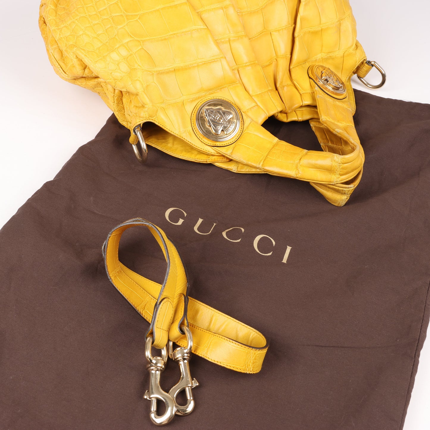 Gucci Exotic leathers - Alligator Hysteria Top 2way Handbag in Yellow