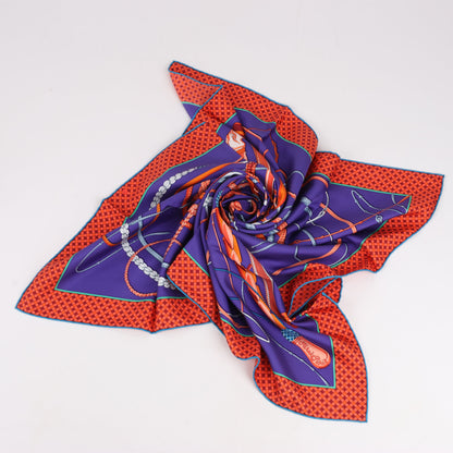Hermès Carré 90 Fouets et Badines" 100% Silk Scarf in Purple