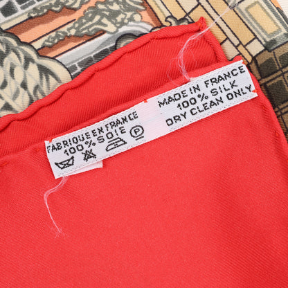 Carré Hermès Carré 90 "SANSSOUCY" 100 % soie rouge