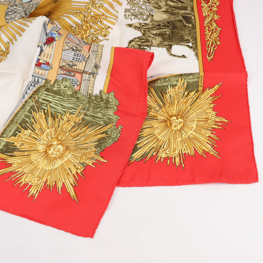 Hermès Carré 90 "SANSSOUCY" 100% Silk Scarf in Red