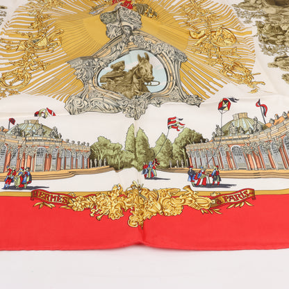Carré Hermès Carré 90 "SANSSOUCY" 100 % soie rouge