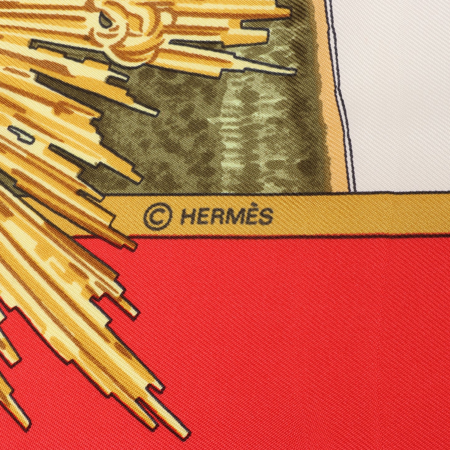 Carré Hermès Carré 90 "SANSSOUCY" 100 % soie rouge
