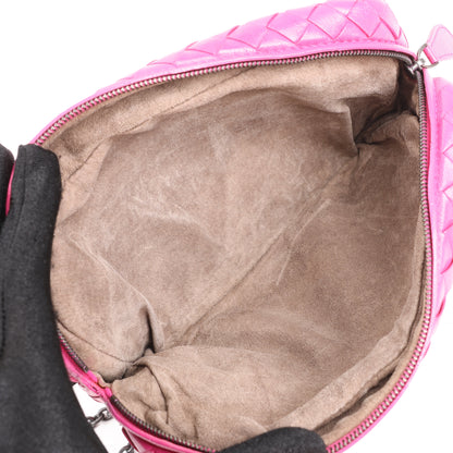 BOTTEGA VENETA Intrecciato Leather Chain Shoulder Bag in Hot Pink
