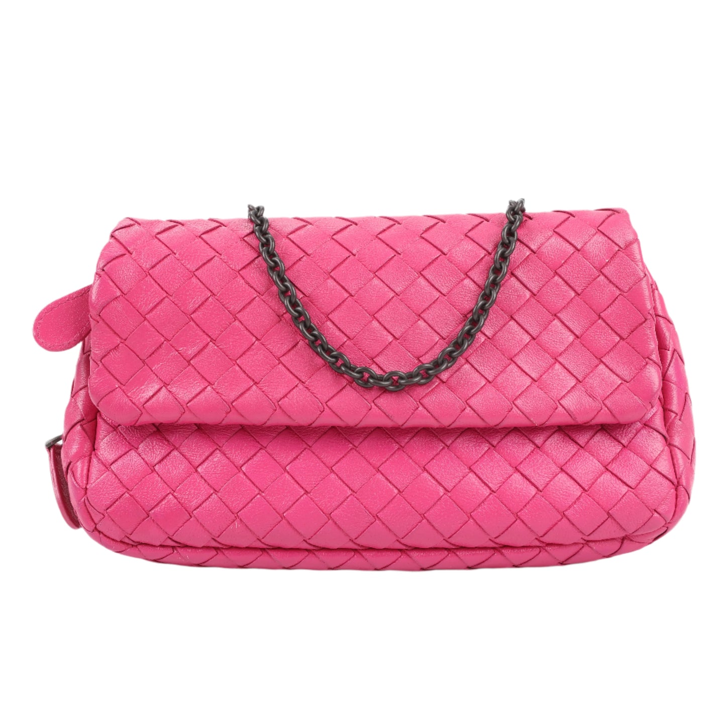 BOTTEGA VENETA Intrecciato Leather Chain Shoulder Bag in Hot Pink
