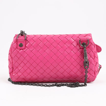 BOTTEGA VENETA Intrecciato Leather Chain Shoulder Bag in Hot Pink