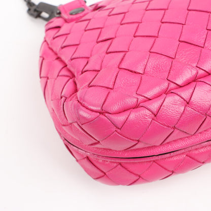 BOTTEGA VENETA Intrecciato Leather Chain Shoulder Bag in Hot Pink