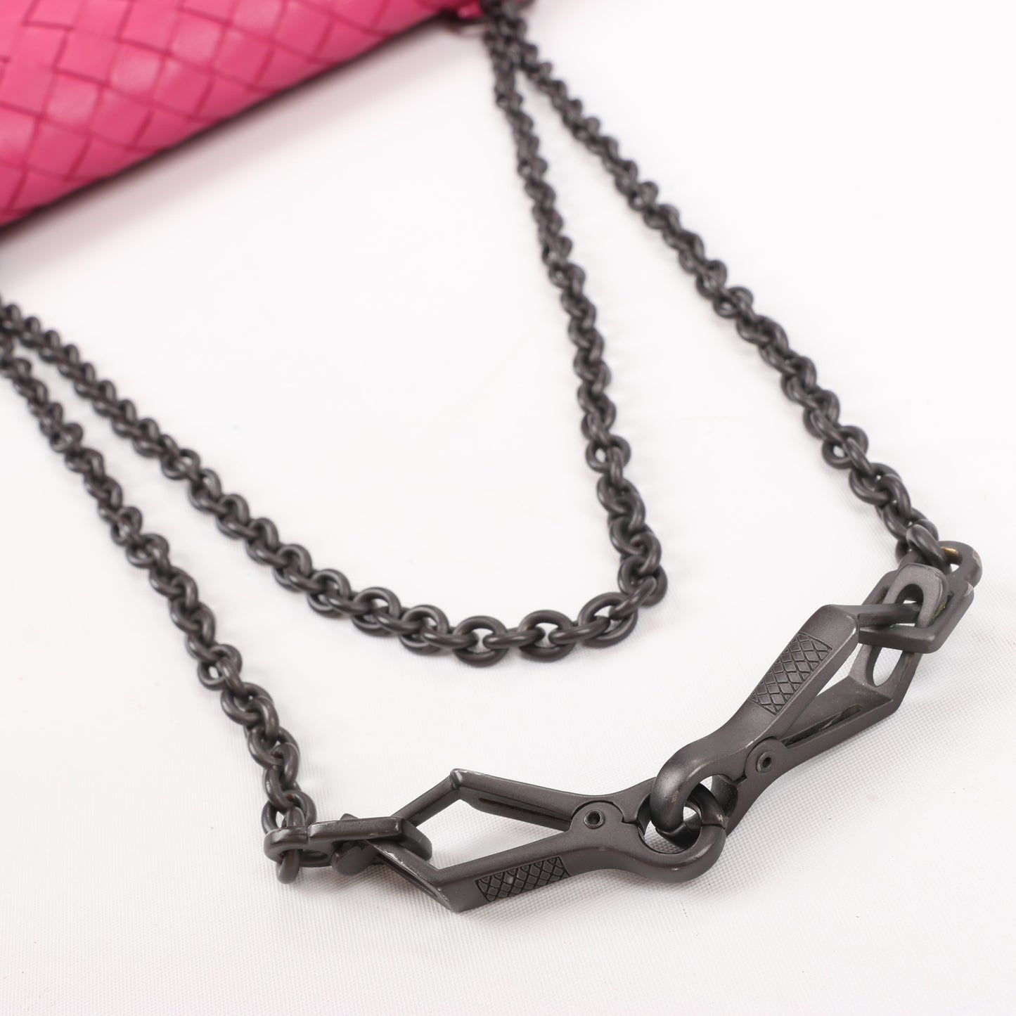 BOTTEGA VENETA Intrecciato Leather Chain Shoulder Bag in Hot Pink