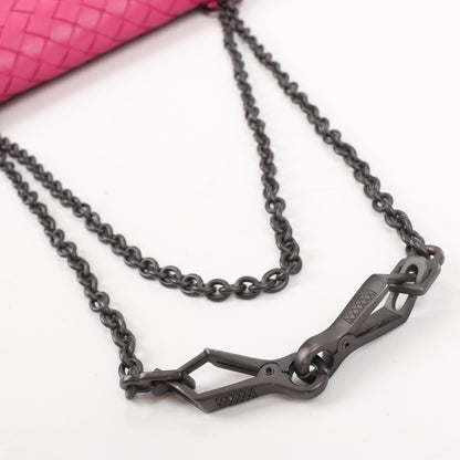 BOTTEGA VENETA Intrecciato Leather Chain Shoulder Bag in Hot Pink