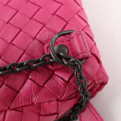BOTTEGA VENETA Intrecciato Leather Chain Shoulder Bag in Hot Pink