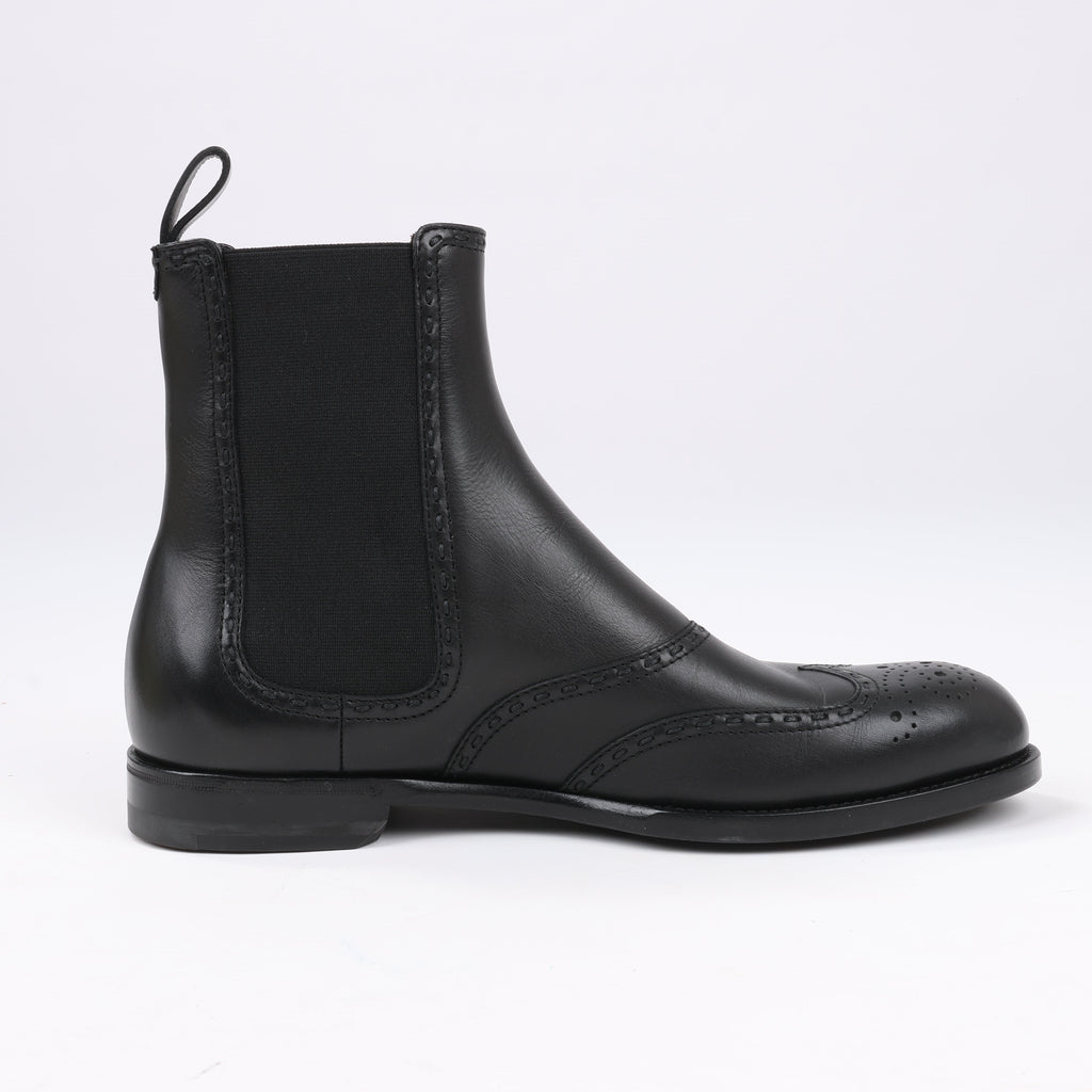 Bottega Veneta Leather x Fabric Side Gore Ankle Boots Black in Size 39