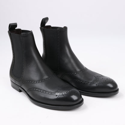 Bottega Veneta Leather x Fabric Side Gore Ankle Boots Black in Size 39