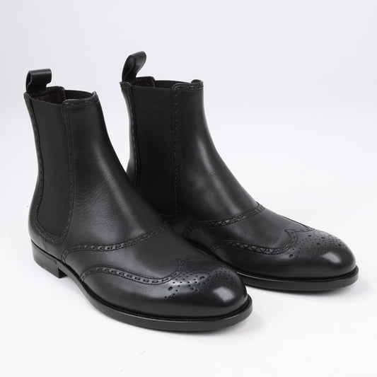 Bottega Veneta Leather x Fabric Side Gore Ankle Boots Black in Size 39