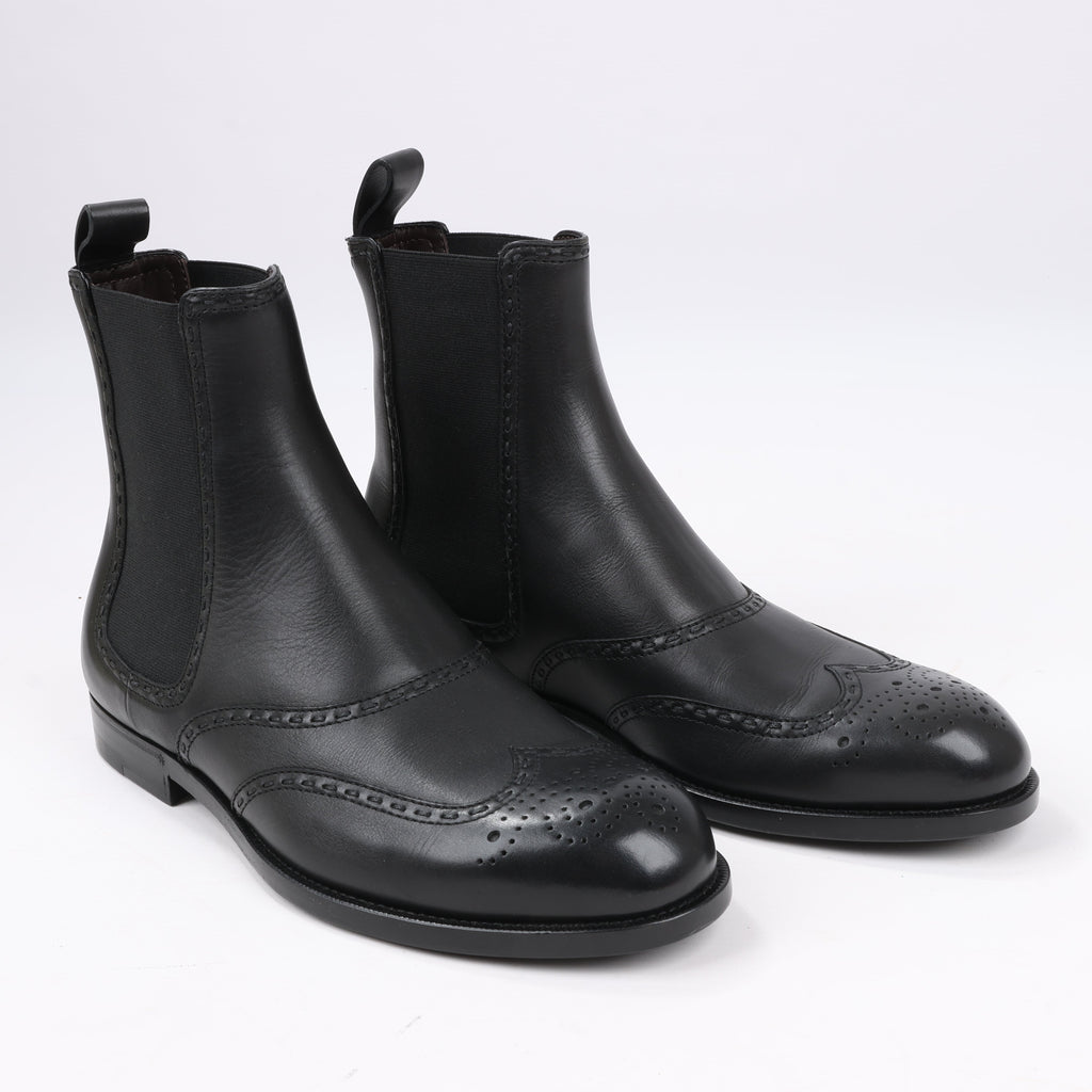 Bottega Veneta Leather x Fabric Side Gore Ankle Boots Black in Size 39