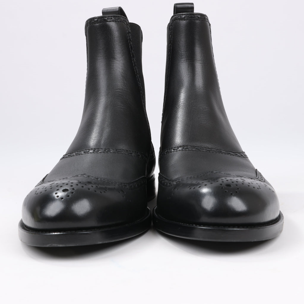 Bottega Veneta Leather x Fabric Side Gore Ankle Boots Black in Size 39