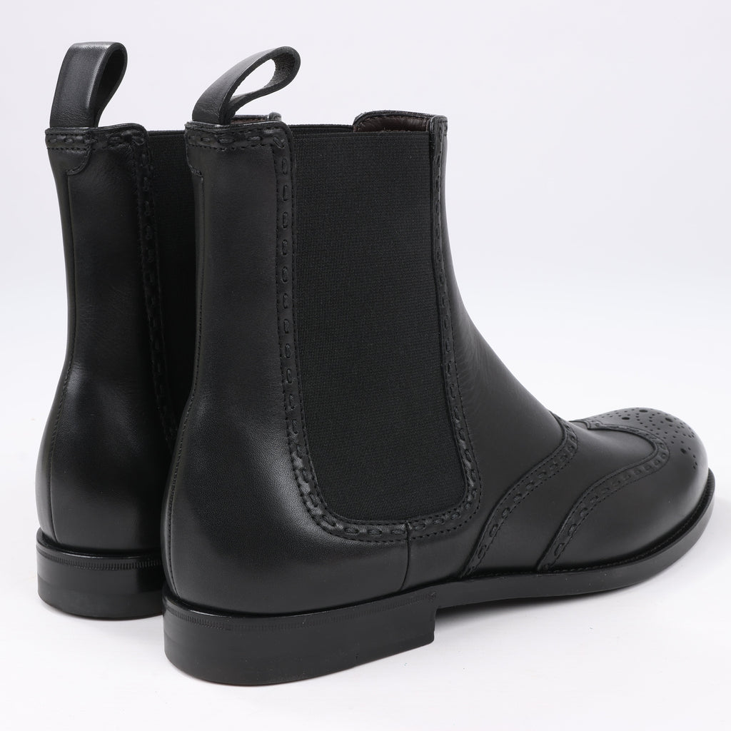 Bottega Veneta Leather x Fabric Side Gore Ankle Boots Black in Size 39