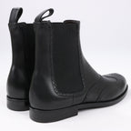 Bottega Veneta Leather x Fabric Side Gore Ankle Boots Black in Size 39