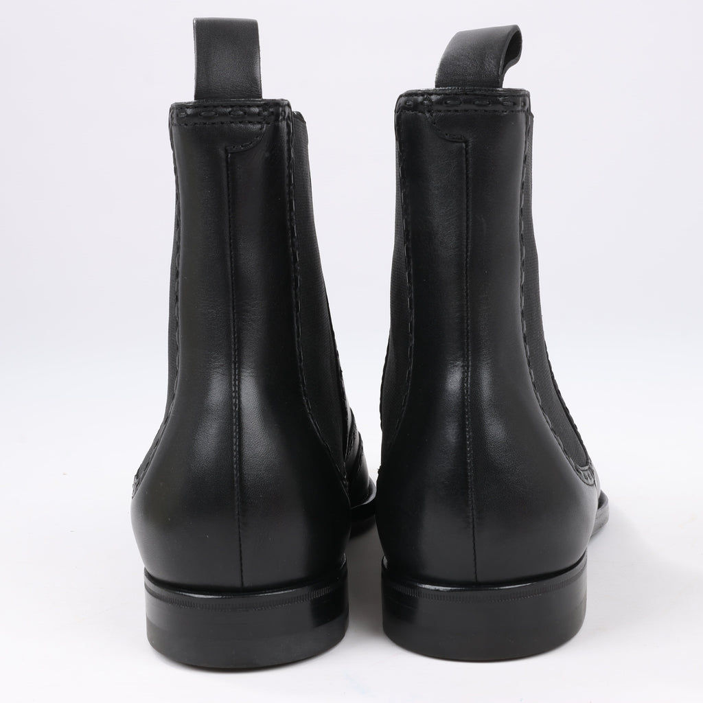 Bottega Veneta Leather x Fabric Side Gore Ankle Boots Black in Size 39