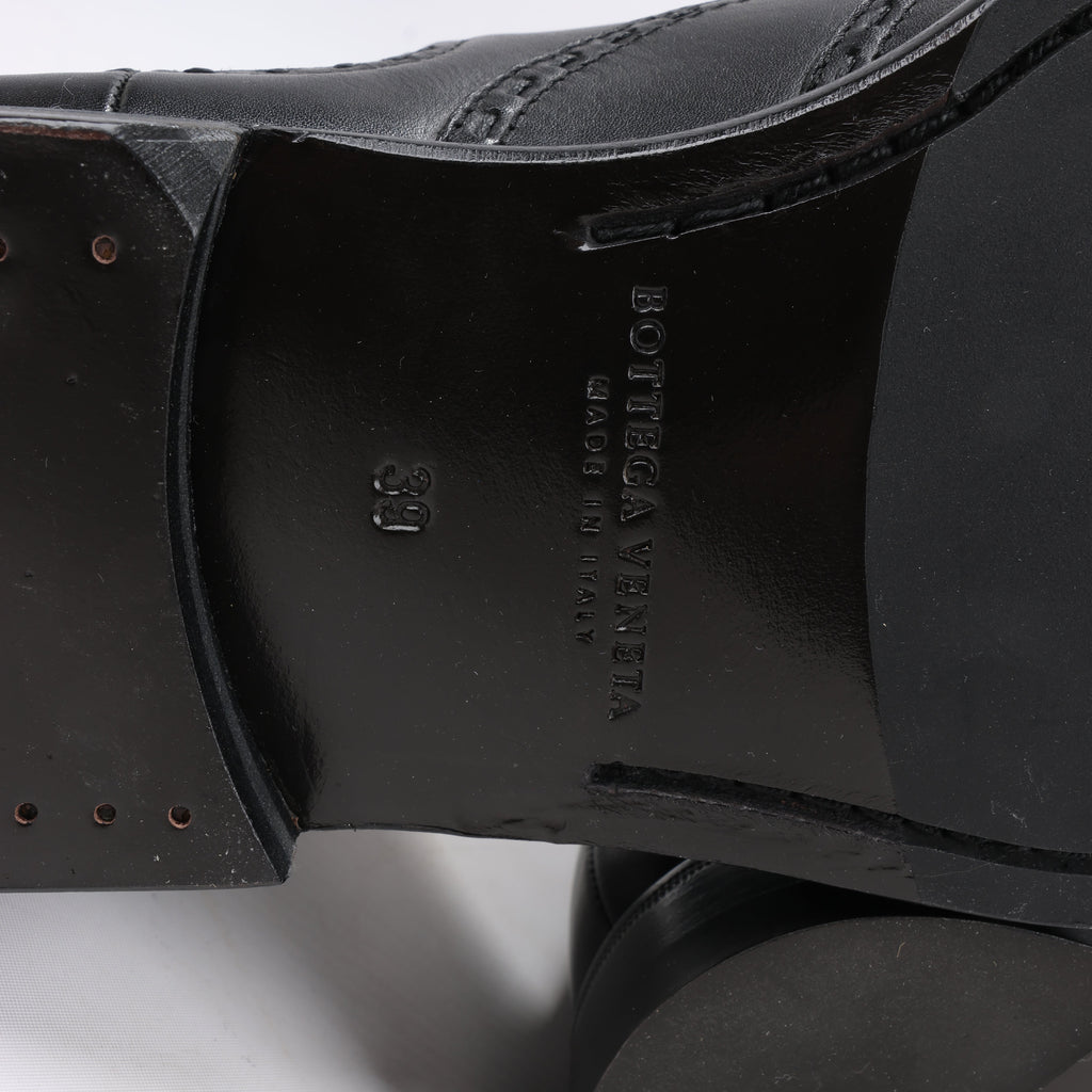 Bottega Veneta Leather x Fabric Side Gore Ankle Boots Black in Size 39
