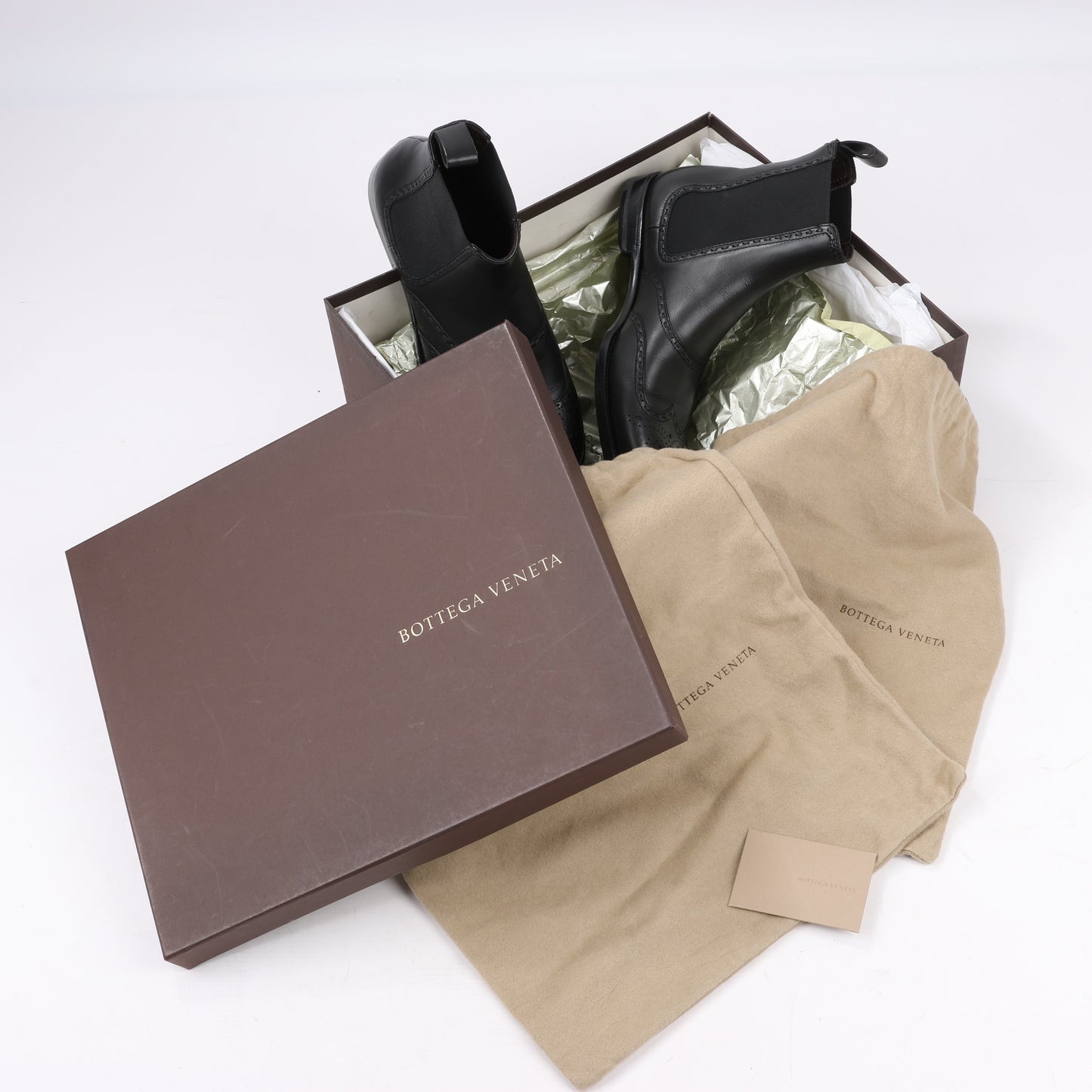 Bottega Veneta Leather x Fabric Side Gore Ankle Boots Black in Size 39