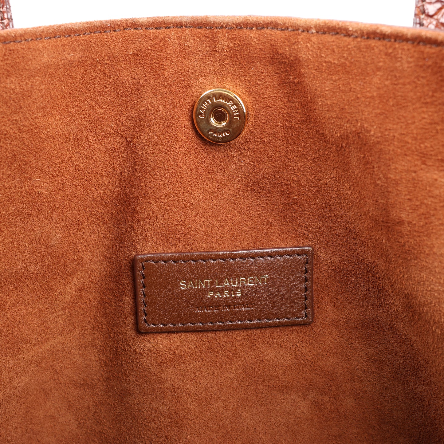 Sac à main Saint Laurent Paris Toy Shopping Mock Croc 2 voies marron 600307