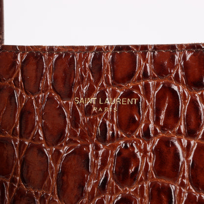 Sac à main Saint Laurent Paris Toy Shopping Mock Croc 2 voies marron 600307