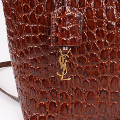 Sac à main Saint Laurent Paris Toy Shopping Mock Croc 2 voies marron 600307