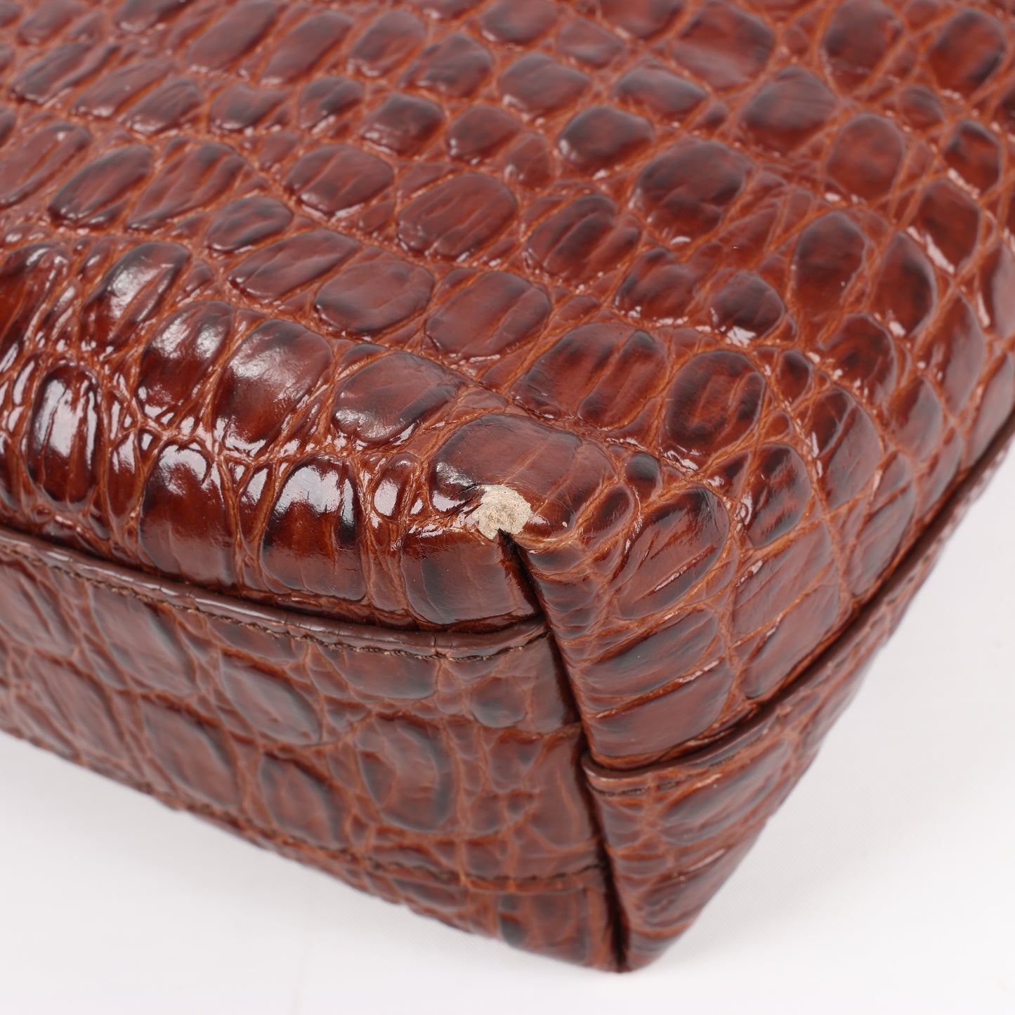 Sac à main Saint Laurent Paris Toy Shopping Mock Croc 2 voies marron 600307