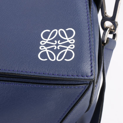 LOEWE Puzzle – Große 2-Wege-Handtasche aus Leder in Marineblau