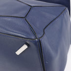 LOEWE Puzzle Large Leather 2Way Handbag in Navy Blue