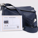 LOEWE Puzzle Large Leather 2Way Handbag in Navy Blue